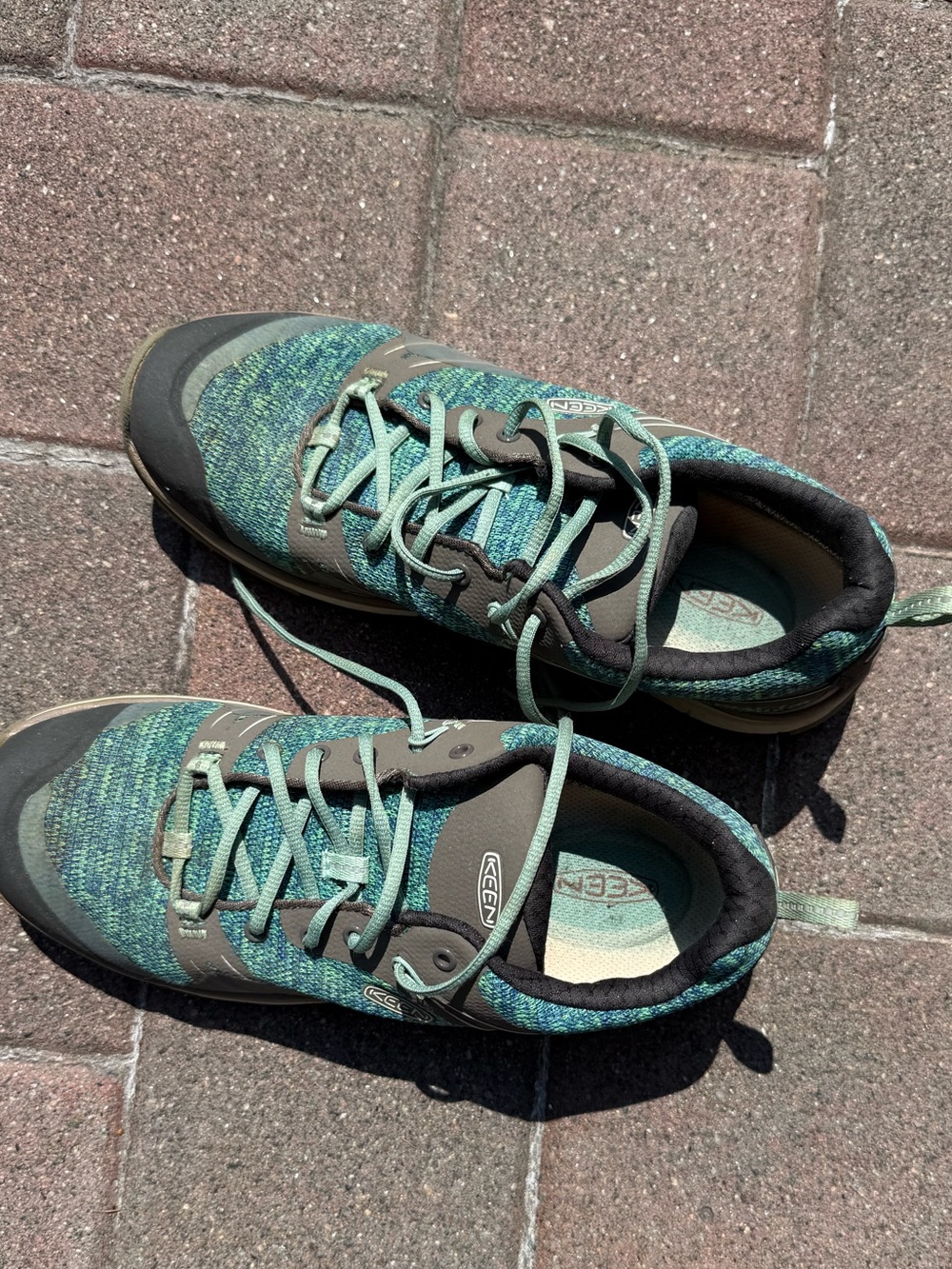 Keen Teal Knit Trail Sneakers with Gray Trim